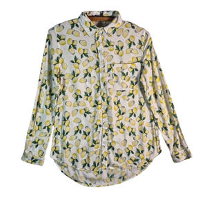 BEACHLUNCHLOUNGE Collection Lemon Print Casual Dress LongSleeve Blouse Size S/P